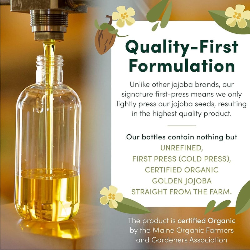HobaCare Organic Jojoba Baby Oil with Pump â€“ 100% Pure Natural Unrefined Unscented Cold Pressed Jojoba Oil for Baby Hair, Infant Skin, Body Care (4.22 oz) - Image 4